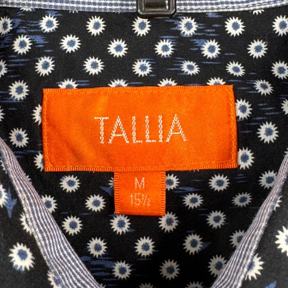 Tallia Mens Blue Starburst Collard Button Up Dress Up Shirt Sz. Medium M 15 1/2 - Picture 5 of 11